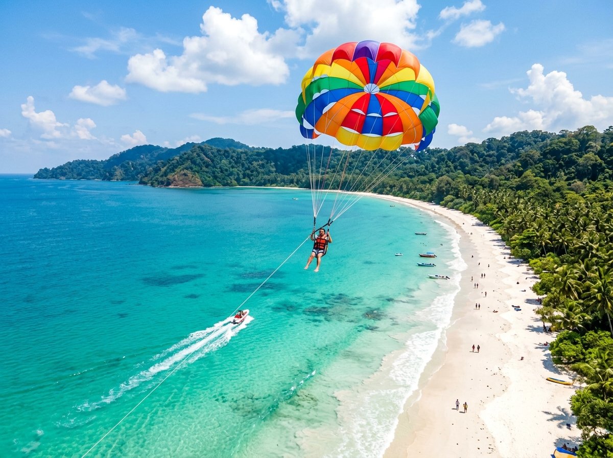 Parasailing over tropical Andaman sea